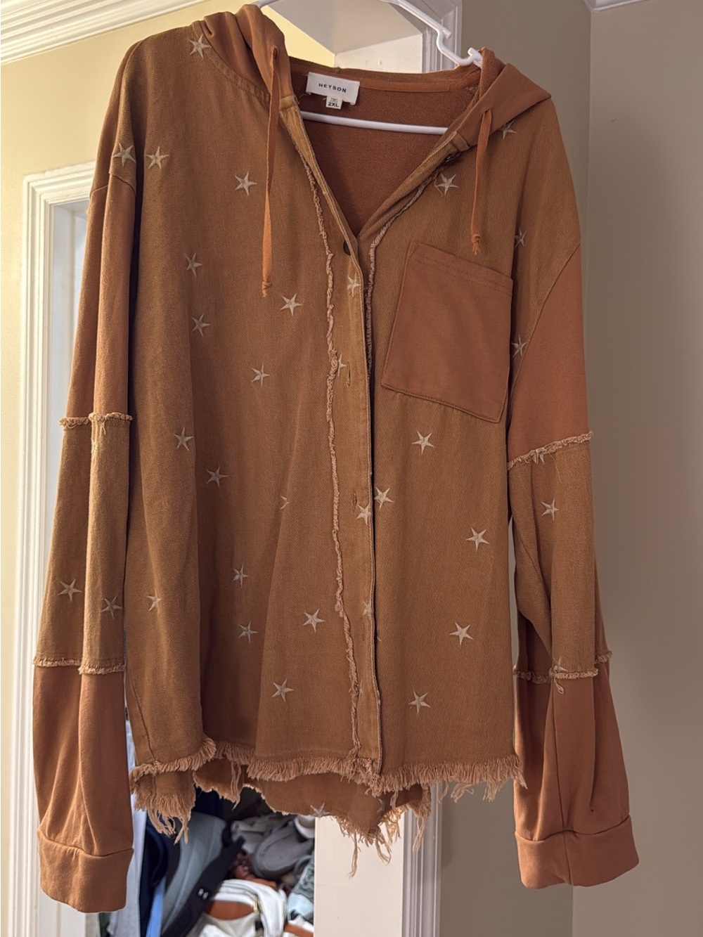 Heyson Rust Star-Print Hooded Utility Jacket